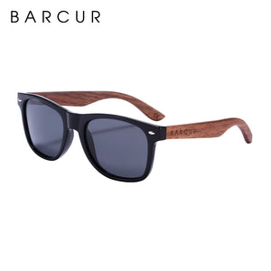 BARCUR Men's  High Quality Black Walnut Sunglasses