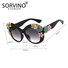 Load image into Gallery viewer, SORVINO Vintage Oversized Flower Diamond Women's Sunglasses