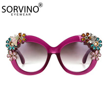 Load image into Gallery viewer, SORVINO Vintage Oversized Flower Diamond Women's Sunglasses