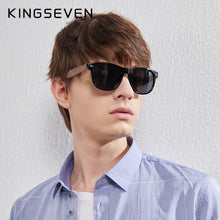 Load image into Gallery viewer, KINGSEVEN Black Rectangle Walnut Wood Men&#39;s Sunglasses