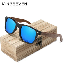 Load image into Gallery viewer, KINGSEVEN Black Rectangle Walnut Wood Men&#39;s Sunglasses