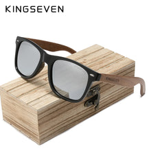 Load image into Gallery viewer, KINGSEVEN Black Rectangle Walnut Wood Men&#39;s Sunglasses