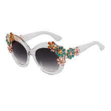 Load image into Gallery viewer, SORVINO Vintage Oversized Flower Diamond Women's Sunglasses