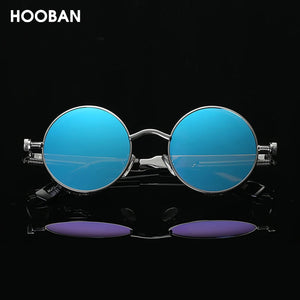 HOOBAN Classic Round Steampunk Men's Sunglasses