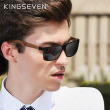 Load image into Gallery viewer, KINGSEVEN Brand TR90 Natural Walnut Wood Men&#39;s Rectangle Sunglasses