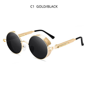 HOOBAN Classic Round Steampunk Men's Sunglasses