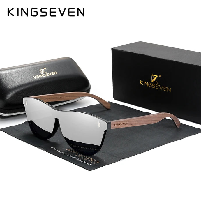 KINGSEVEN Vintage Men's Walnut Wooden Sunglasses