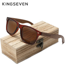 Load image into Gallery viewer, KINGSEVEN Black Rectangle Walnut Wood Men&#39;s Sunglasses