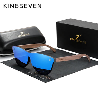KINGSEVEN Vintage Men's Walnut Wooden Sunglasses