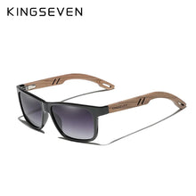 Load image into Gallery viewer, KINGSEVEN Brand TR90 Natural Walnut Wood Men&#39;s Rectangle Sunglasses