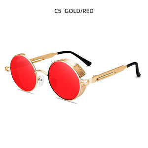 HOOBAN Classic Round Steampunk Men's Sunglasses
