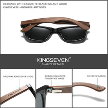 Load image into Gallery viewer, KINGSEVEN Black Rectangle Walnut Wood Men&#39;s Sunglasses