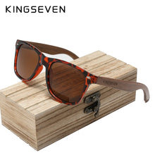 Load image into Gallery viewer, KINGSEVEN Black Rectangle Walnut Wood Men&#39;s Sunglasses