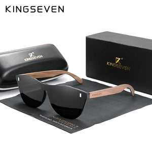 KINGSEVEN Vintage Men's Walnut Wooden Sunglasses