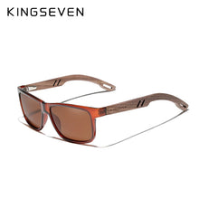 Load image into Gallery viewer, KINGSEVEN Brand TR90 Natural Walnut Wood Men&#39;s Rectangle Sunglasses