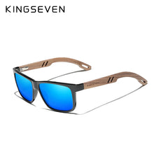 Load image into Gallery viewer, KINGSEVEN Brand TR90 Natural Walnut Wood Men&#39;s Rectangle Sunglasses