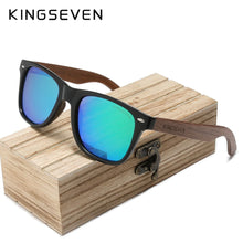 Load image into Gallery viewer, KINGSEVEN Black Rectangle Walnut Wood Men&#39;s Sunglasses