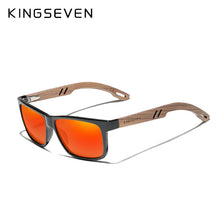 Load image into Gallery viewer, KINGSEVEN Brand TR90 Natural Walnut Wood Men&#39;s Rectangle Sunglasses