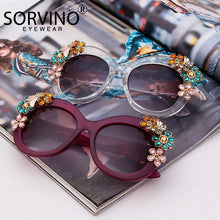 Load image into Gallery viewer, SORVINO Vintage Oversized Flower Diamond Women's Sunglasses