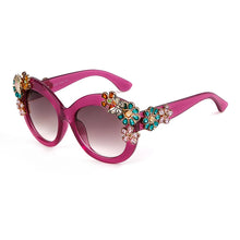 Load image into Gallery viewer, SORVINO Vintage Oversized Flower Diamond Women's Sunglasses