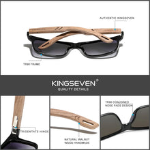 Load image into Gallery viewer, KINGSEVEN Brand TR90 Natural Walnut Wood Men&#39;s Rectangle Sunglasses