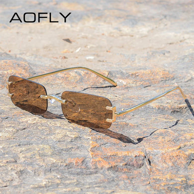 AOFLY Vintage Rimless Rectangle Men's Sunglasses