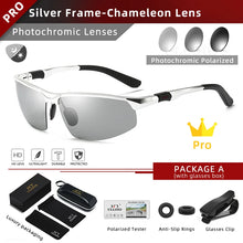 Load image into Gallery viewer, CLLOIO Photochromic Aluminum Frame Mens Polarized Driving Sunglasses