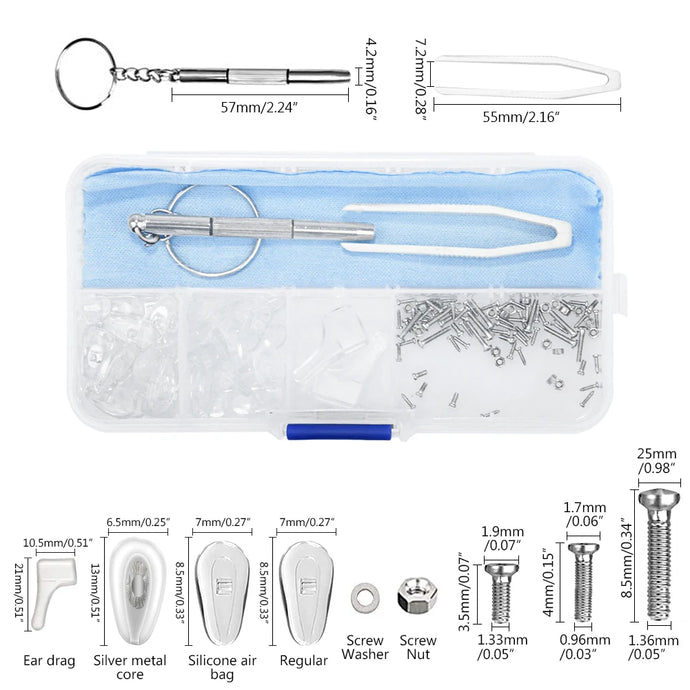 Nut Sun Glasses Set Nose Pad Optical Precision Eyeglasses Kit Screws Precision Repair Hand Tool Spectacles Watch Screwdriver - Sunglass Associates