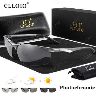 CLLOIO New Aluminum Photochromic Sunglasses Men Polarized Driving Glasses Anti-Glare Chameleon Fishing Sun Glasses UV400 Goggle - Sunglass Associates