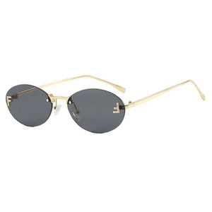 Rimless Retro Oval Cateye Women's Sunglasses