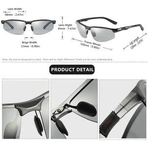 CLLOIO Photochromic Aluminum Frame Mens Polarized Driving Sunglasses
