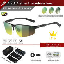 Load image into Gallery viewer, CLLOIO Photochromic  Men&#39;s Polarized Driving Chameleon Rimless Night Vision Sunglasses