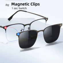 Load image into Gallery viewer, VIVIBEE Semi Rimless Magnetic Clip On Men&#39;s Polarized Square Sunglasses