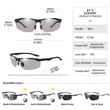 Load image into Gallery viewer, CLLOIO New Aluminum Photochromic Sunglasses Men Polarized Driving Glasses Anti-Glare Chameleon Fishing Sun Glasses UV400 Goggle - Sunglass Associates