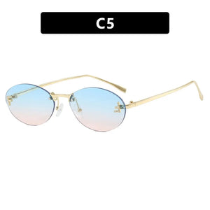 Rimless Retro Oval Cateye Women's Sunglasses