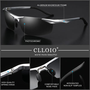 CLLOIO New Aluminum Photochromic Sunglasses Men Polarized Driving Glasses Anti-Glare Chameleon Fishing Sun Glasses UV400 Goggle - Sunglass Associates