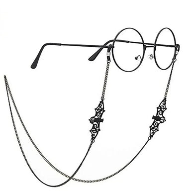 1pc Bat Glasses Chain Goth Sunglasses Eyeglass Necklace Black Bat Glasses Retainer Strap Holder Lanyards Party Accessories - Sunglass Associates
