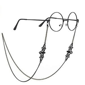 1pc Bat Glasses Chain Goth Sunglasses Eyeglass Necklace Black Bat Glasses Retainer Strap Holder Lanyards Party Accessories - Sunglass Associates