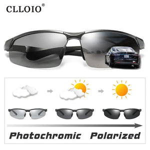CLLOIO Photochromic Aluminum Frame Mens Polarized Driving Sunglasses