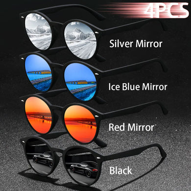 4 Piece Vintage Round Men's Sunglasses