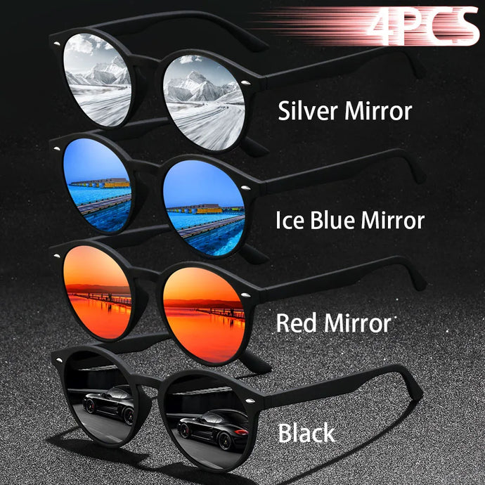 4 Piece Vintage Round Men's Sunglasses