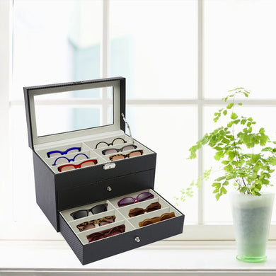 18-Grid Carbon Fiber  Sunglass Storage Case