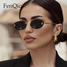 Load image into Gallery viewer, Rimless Retro Oval Cateye Women&#39;s Sunglasses