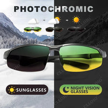 Load image into Gallery viewer, CLLOIO Photochromic  Men&#39;s Polarized Driving Chameleon Rimless Night Vision Sunglasses