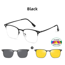 Load image into Gallery viewer, VIVIBEE Semi Rimless Magnetic Clip On Men&#39;s Polarized Square Sunglasses