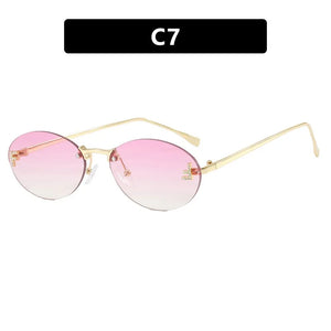 Rimless Retro Oval Cateye Women's Sunglasses