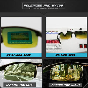 CLLOIO Photochromic  Men's Polarized Driving Chameleon Rimless Night Vision Sunglasses