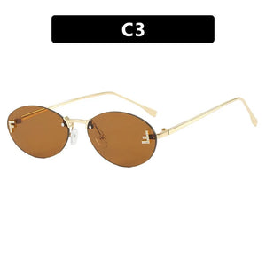 Rimless Retro Oval Cateye Women's Sunglasses
