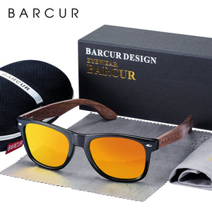 BARCUR Men's  High Quality Black Walnut Sunglasses