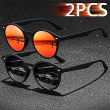 Load image into Gallery viewer, 2 Piece Fashion Vintage Men's Round Sunglasses